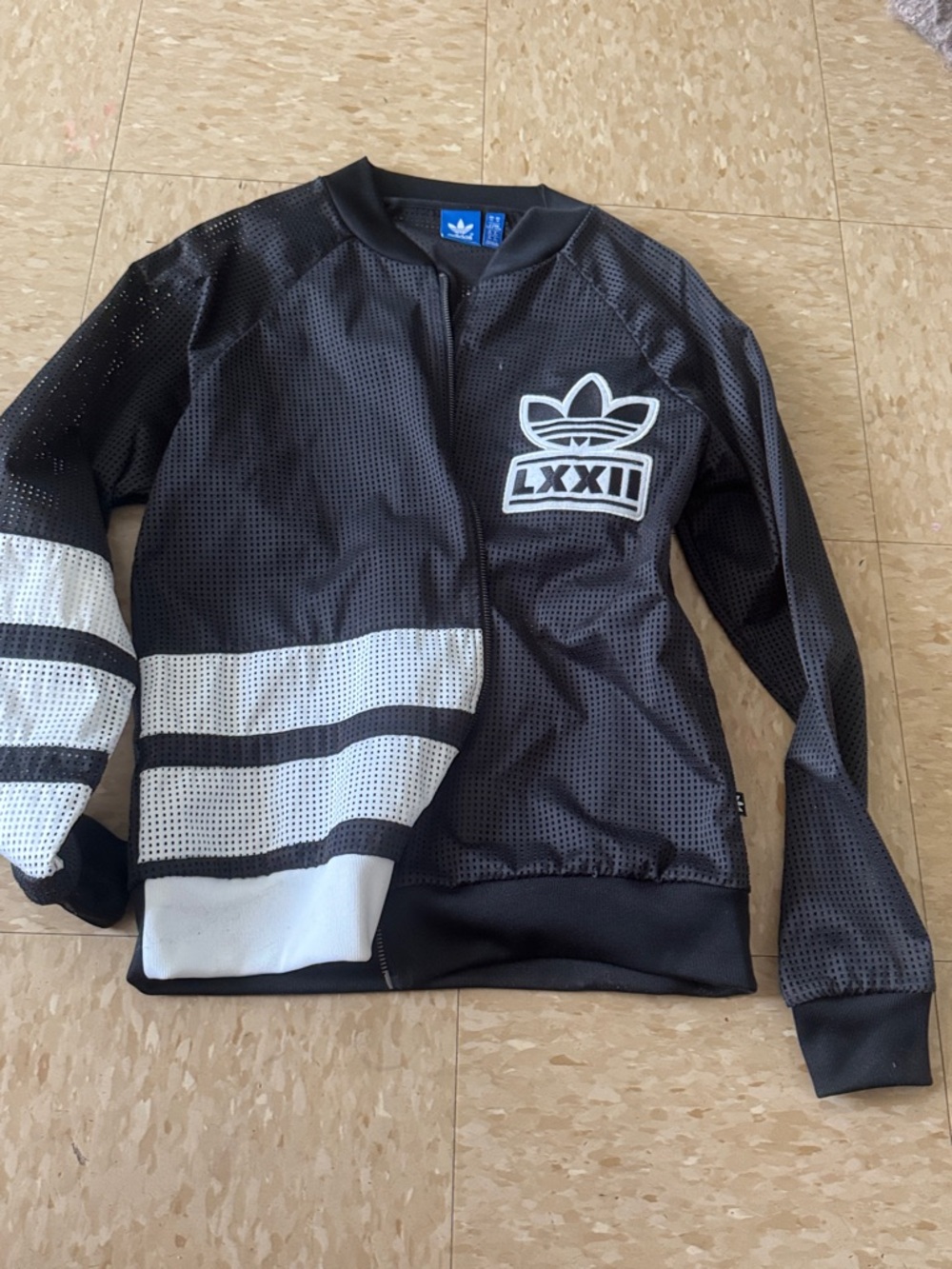 adidas Black & White Perforated Athletic Bomber Jacket